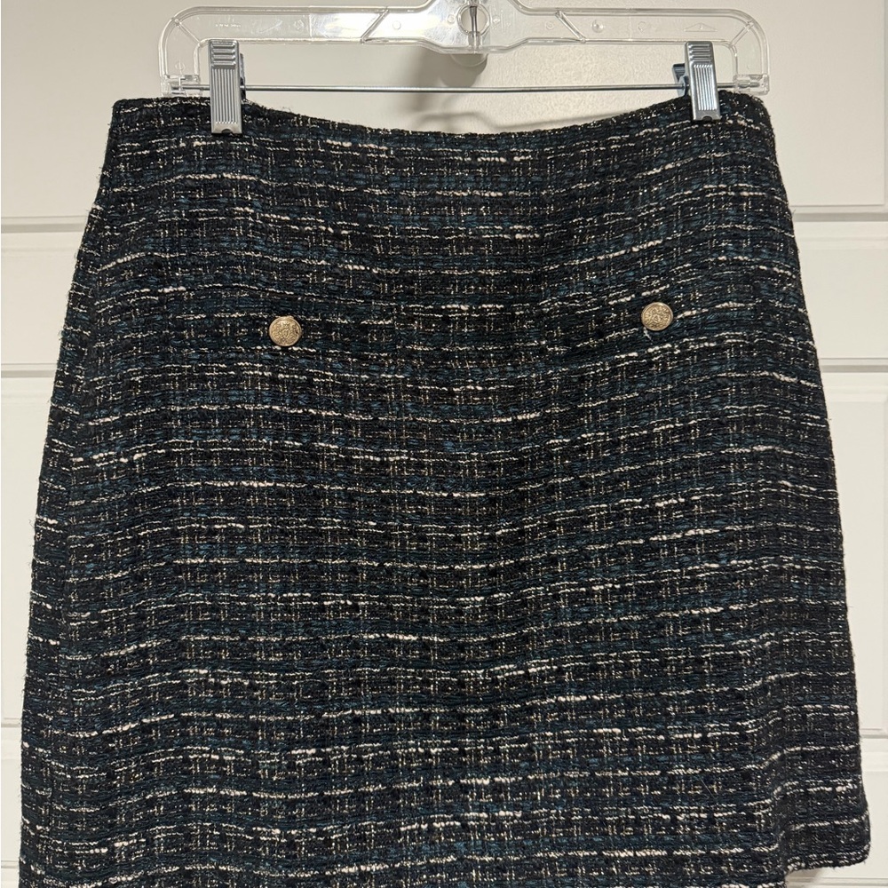 LOFT Black and White Tweed Mini Skirt